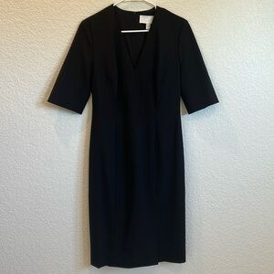 BOSS Knee Length Black Virgin Wool Sheath Dress Sz 6